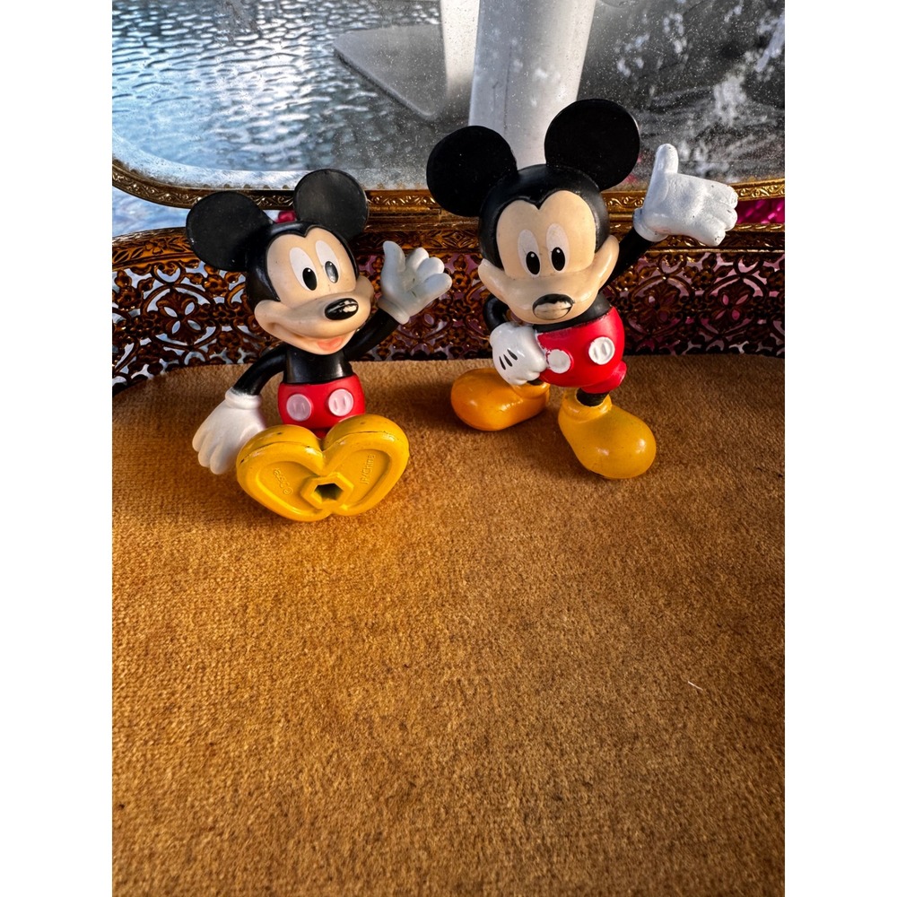 Vintage Mickey Mouse‎ PVC Figures Pair Walt Disney Productions 1980s